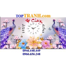 Tranh gắn đá đồng hồ vợ chồng